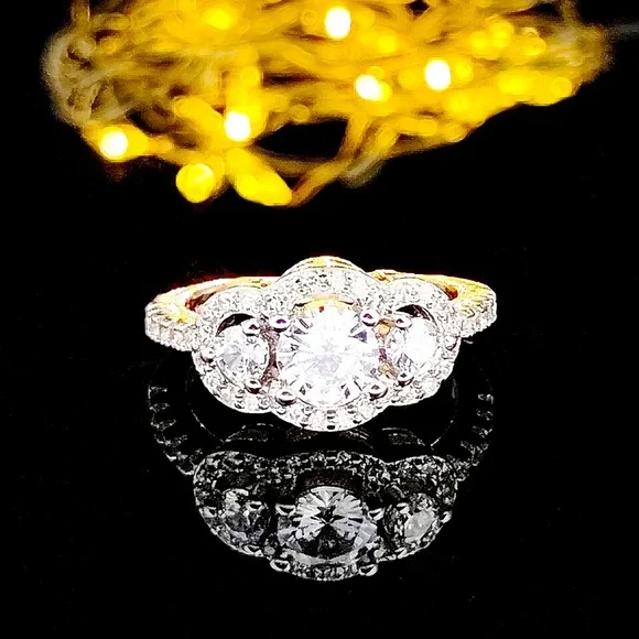 Charm-full Three Stones Engagement Ring - Picture 2 of 5